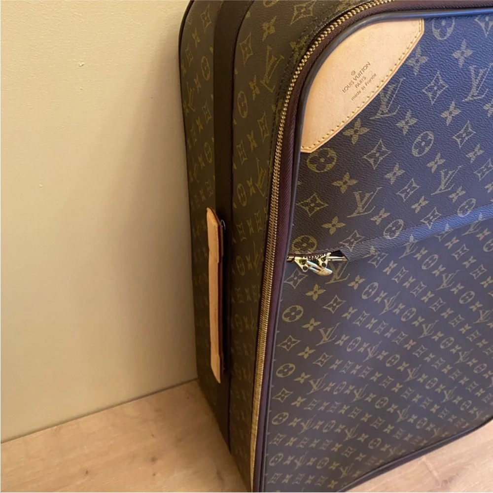Louis Vuitton Brown Monogram Rolling Carry-On with Tan Accents